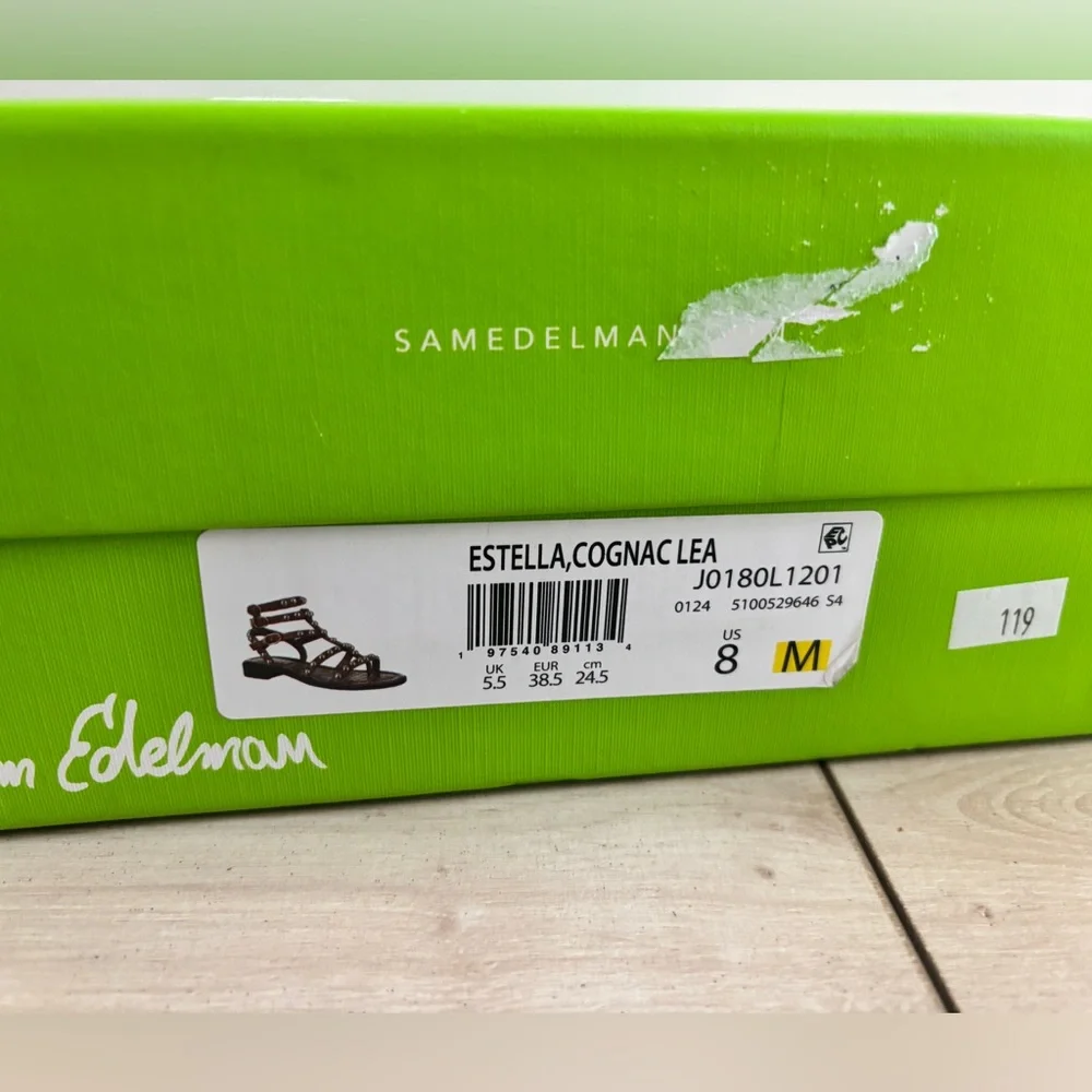 New in Box Sam Edelman Estella Sandal in Cognac Leather - Picture 9 of 9